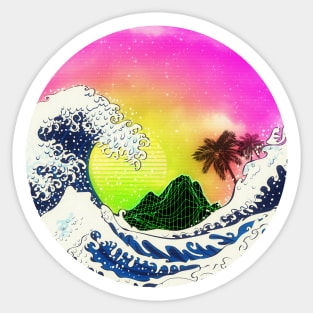 Big waves and palm trees Sticker